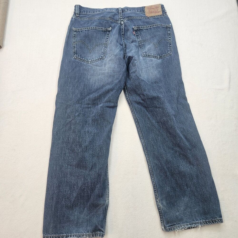Levi's 569 Men's W34 L30 Loose Straight Fit Jeans Dark Blue Distressed Denim - Picture 2 of 9